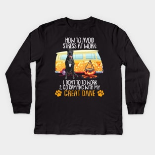 Camping With Great Dane To Avoid Stress Kids Long Sleeve T-Shirt